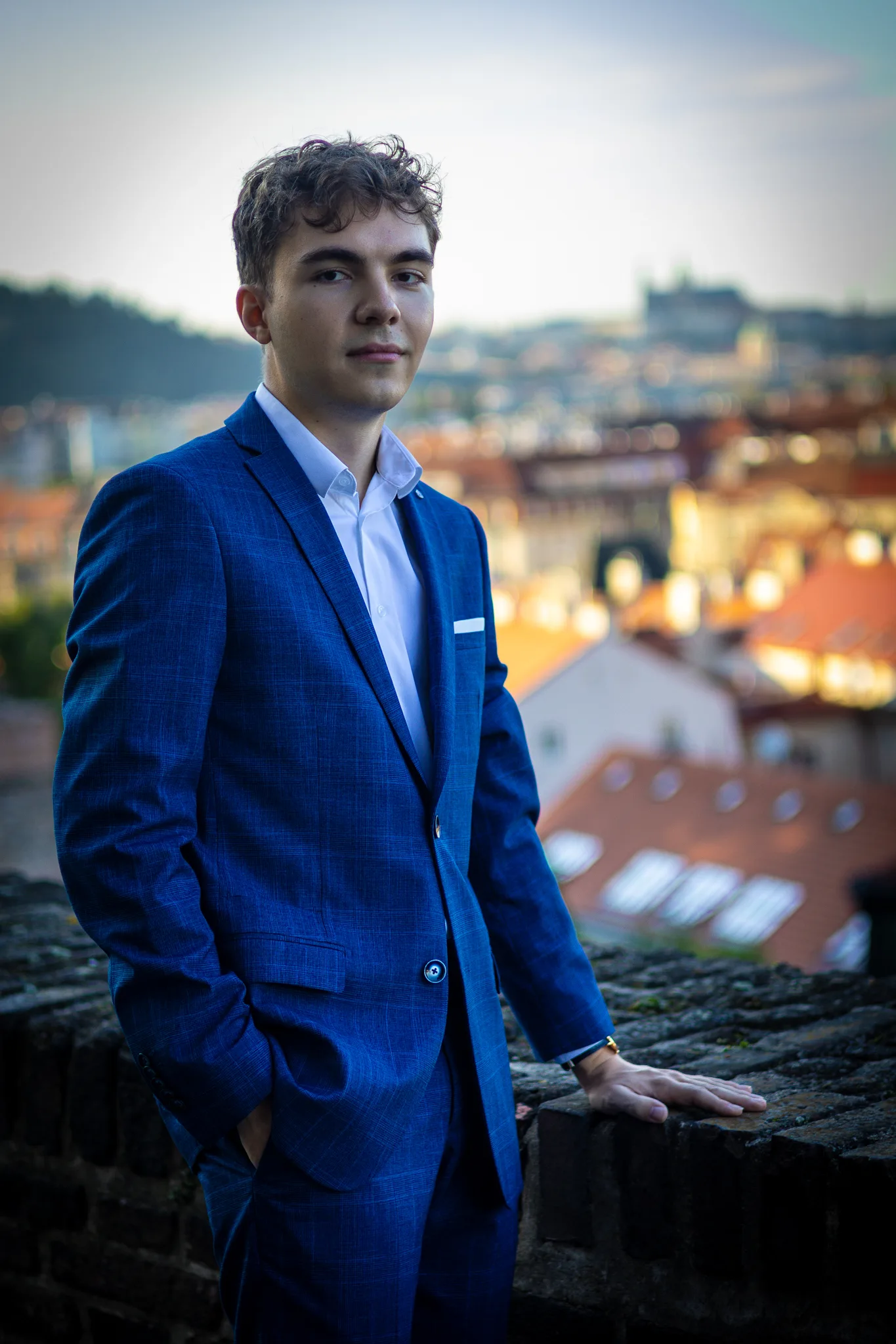Tobias Kottink, founder of Codly, above the rooftops of Prague